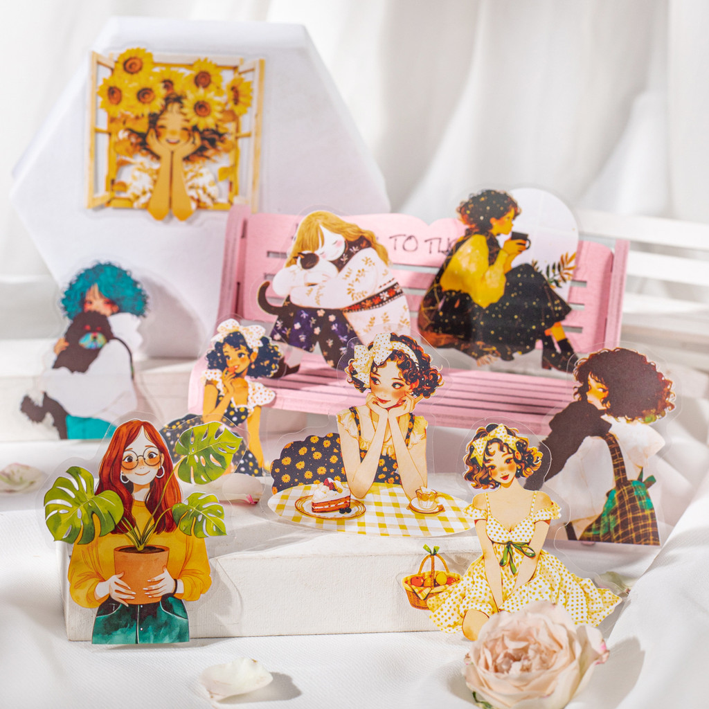 

20pcs/pack Scrapbook Stickers Kawaii Cat Fresh Sweet Girls People Journaling Scrapbooking Junk Journal Crafts Embelishment Decor