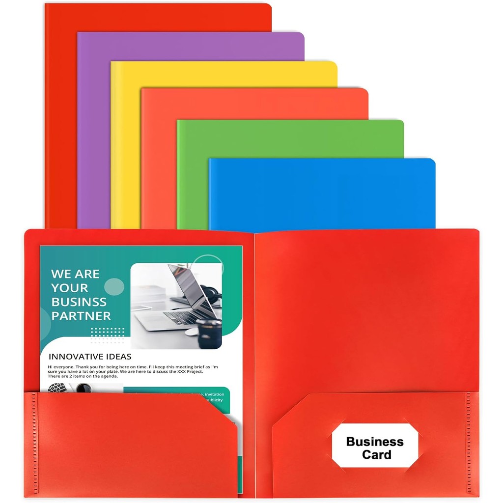 

Pp File Folders With Pocket Pockets Multi Colors Folders With Business Card Holder Office Documents Organizer School Supplies