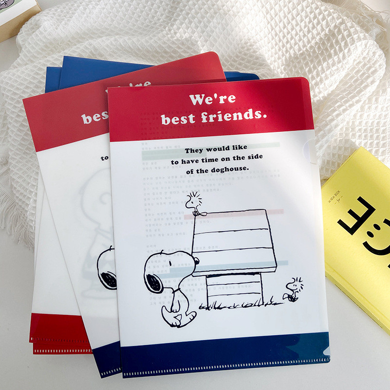 

Snoopy L-Shaped Folder A4 Single Test Paper Bag Documents Pouch Organize And Receive Student Stationery Wholesale Ins Popularity