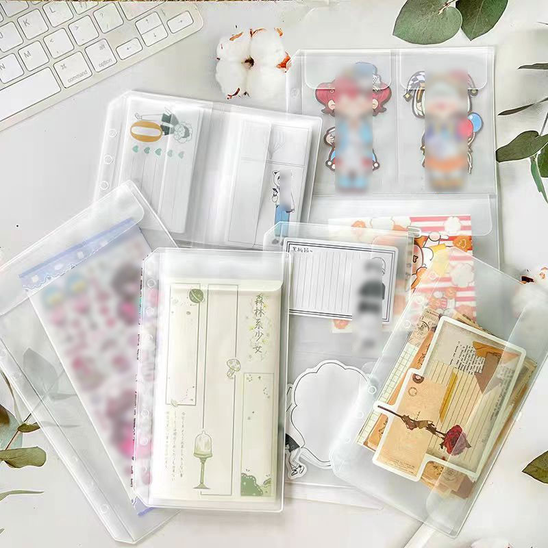 

10pcs/Set Transparent PVC A5 A6 File Folder 6 Holes Loose Leaf Binder Bag Card Bills Pouch Storage Organizer Card Holder Pockets