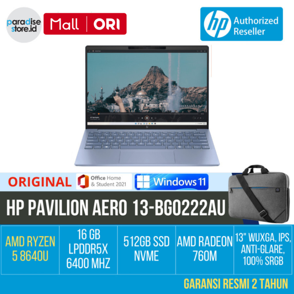 HP Pavilion Aero 13-bg0222AU IPS 100%sRGB / Ryzen 5 8640U / RAM 16GB / 512GB SSD - BLUE
