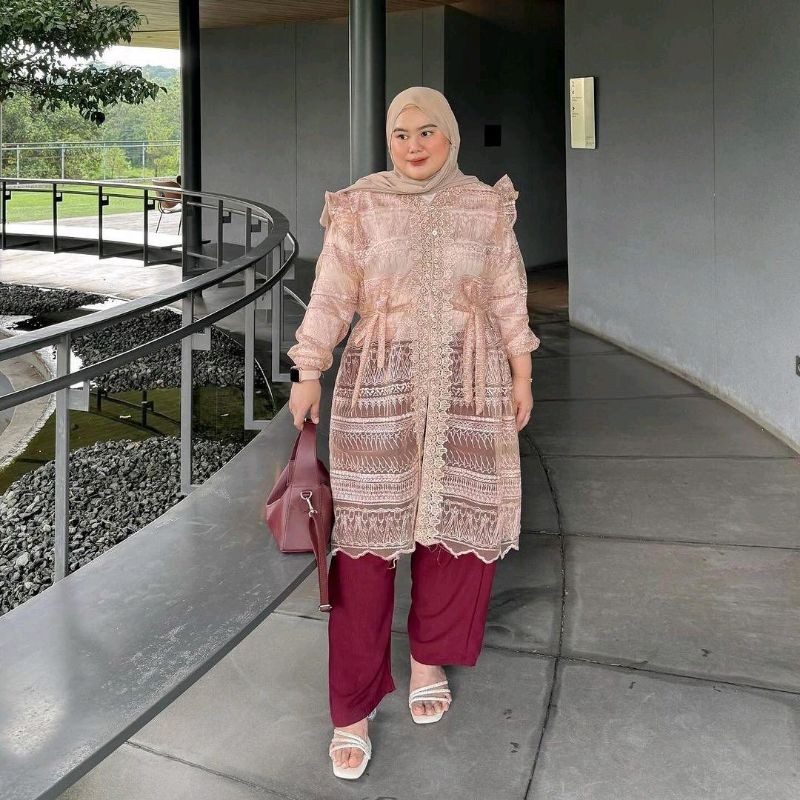 [SALE BESAR] Eshantai Big Size Marwah One Set L-XXXL Kondangan LD 120 130 Outer Muslim Tunik Panjang