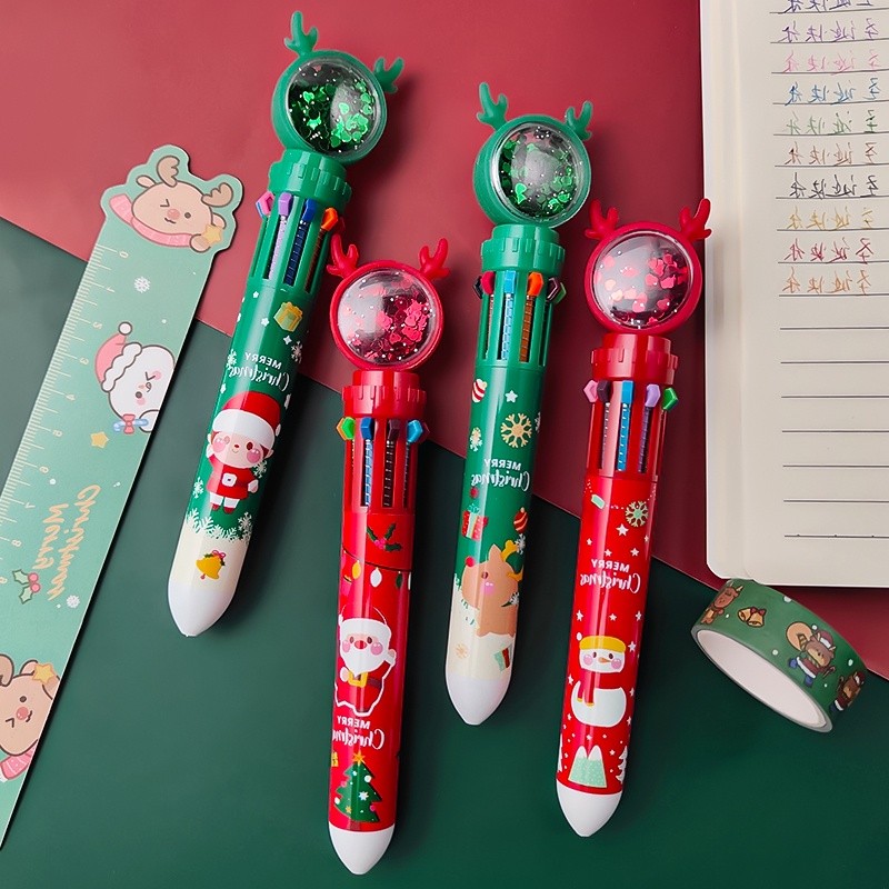 

Pulpen / Bolpoin Rollerball 0.5mm Motif Kartun Natal 10 Warna