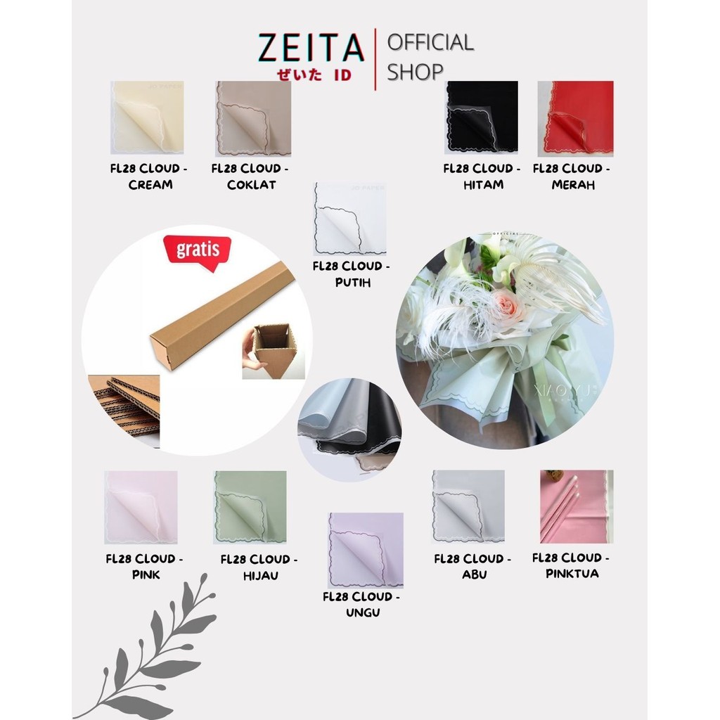 

Zeita - (5 LEMBAR) - FL28 CLOUD Kertas Bunga Paper Buket Motif Frame List Awan Cloud Kado Transparan Florist Cellophane