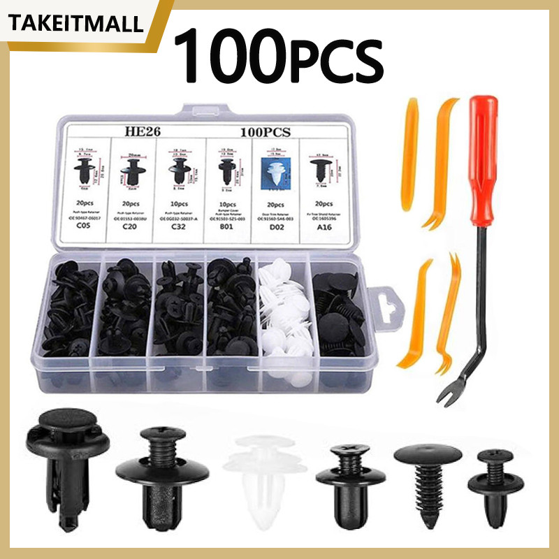 【100PCS】Klip Bumper Mobil Baut Rivet Mobil Baut Rivet Baut Rivet Universal Klip Bumper Baut Body Pla