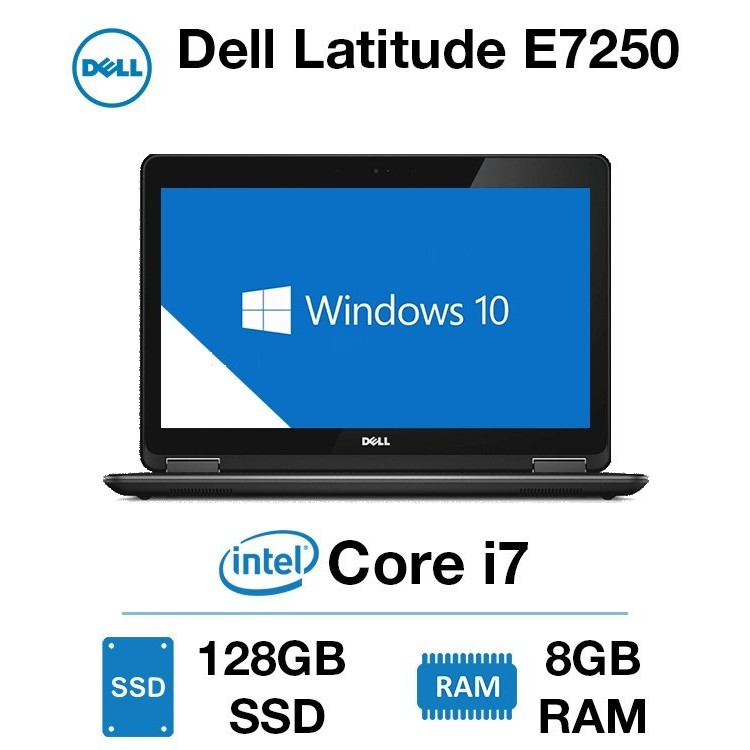 Dell Latitude E7250 I5 Gen5 Laptop 12.5Inch Ram8 Ssd 256Gb Win10 Free Tas
