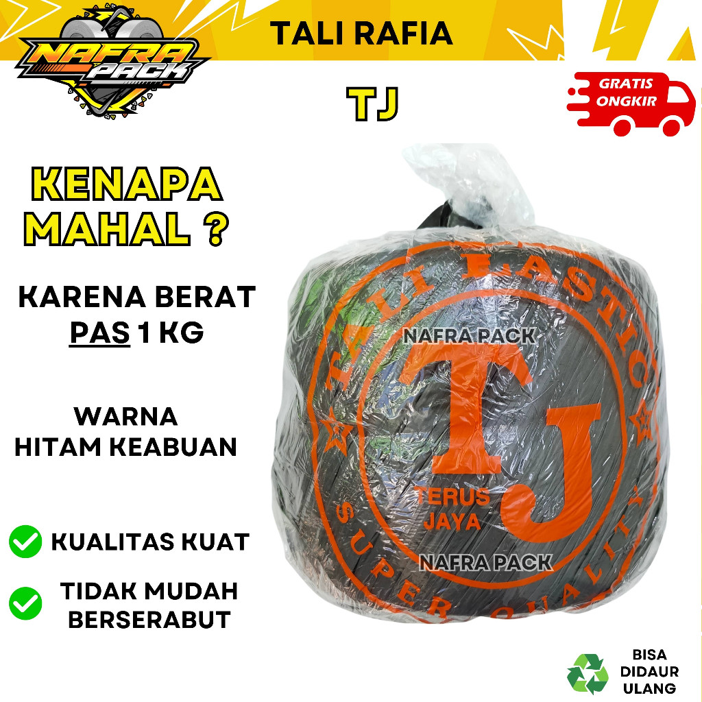 

Tali Rafia Plastik warna Hitam merek TJ TERUS JAYA kuat tidak mudah putus