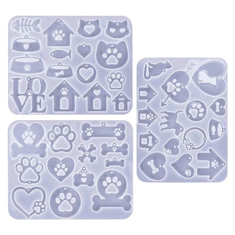

Dog Cat Tag Silicone Mold Kitten Claw Shape Epoxy Resin Mould for DIY Pets Key Chain Necklace Pendants Epoxy Resin Molds Crafts