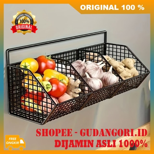 Keranjang Dapur Tempel Dinding Tempat Bumbu Gantung Dinding Tempel Keranjang Dinding Serbaguna ORIGI