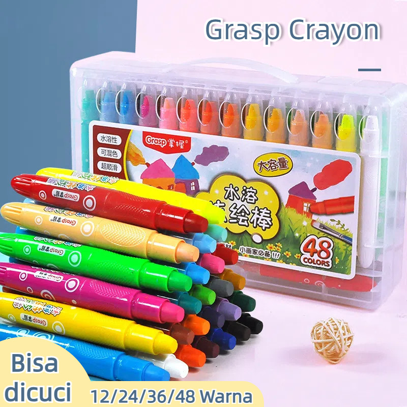 

Krayon Warna / Crayon Genggam/ Krayon Sutra/krayon Warna Pigmen Guas Berputar Tangan Anti Lengket 12/24/36/48 Warna