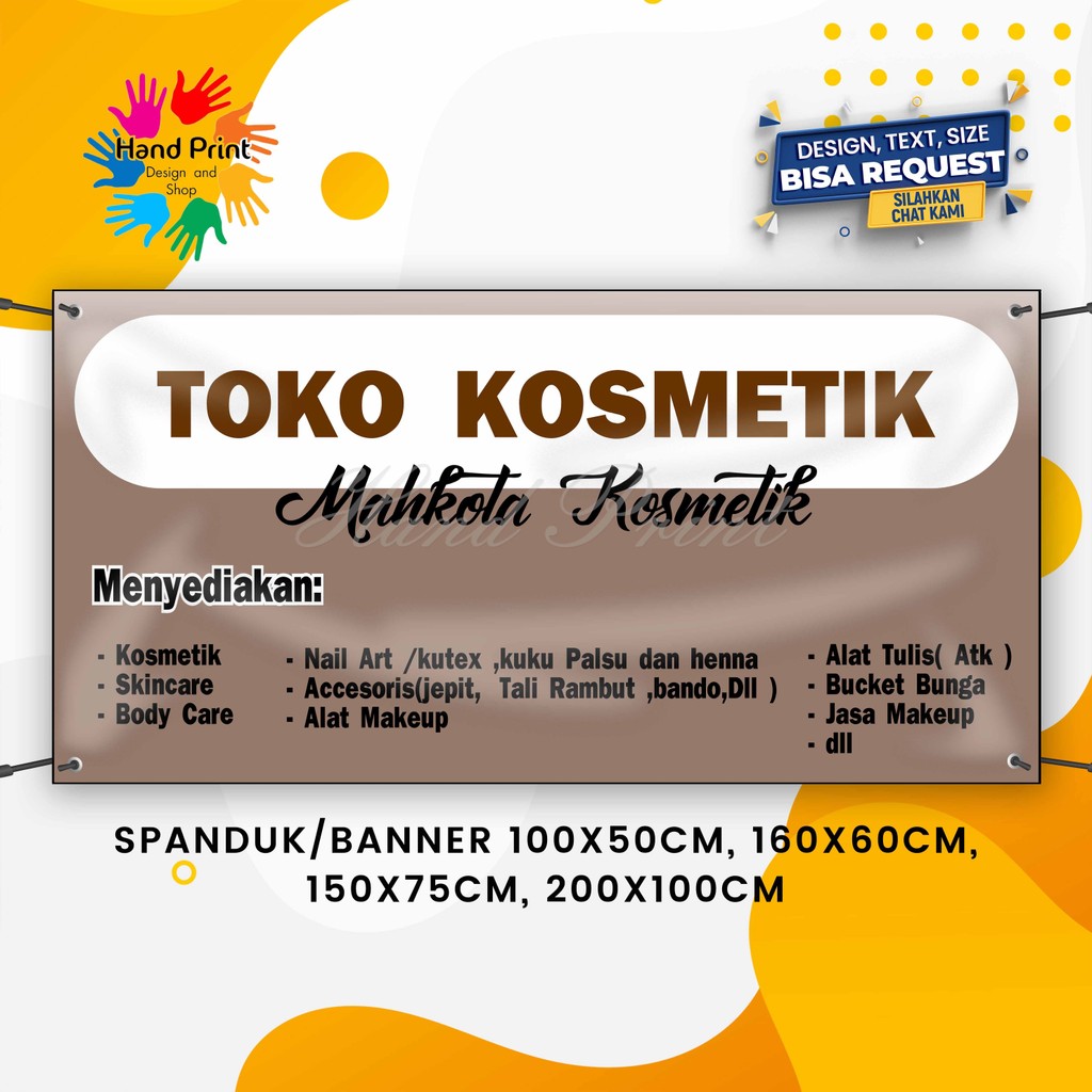 Cetak Spanduk Banner Salon Toko Kosmetik Coklat MMT Spanduk Custom 200x100