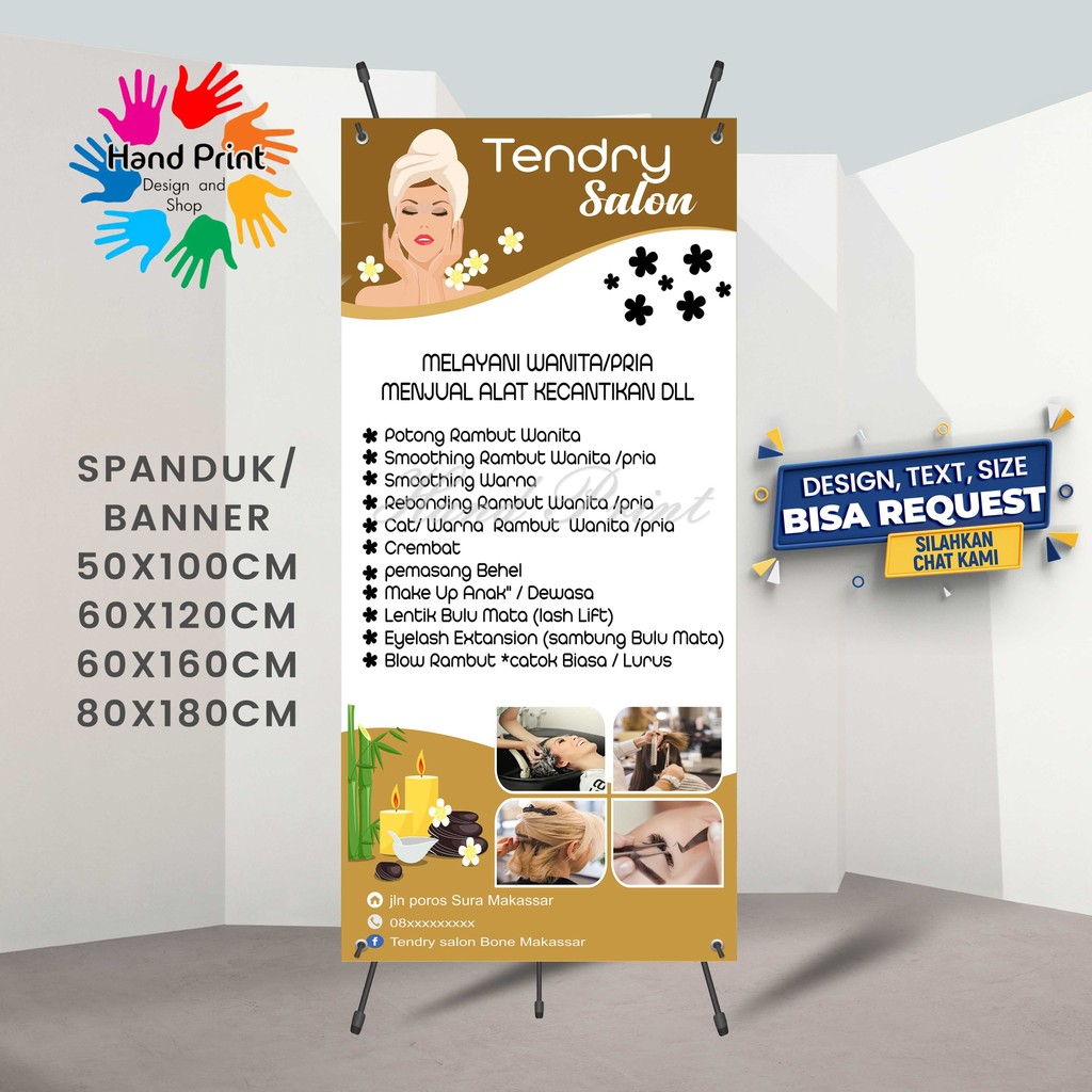 Cetak Spanduk Banner Salon Kekinian MMT Spanduk Custom 60x160