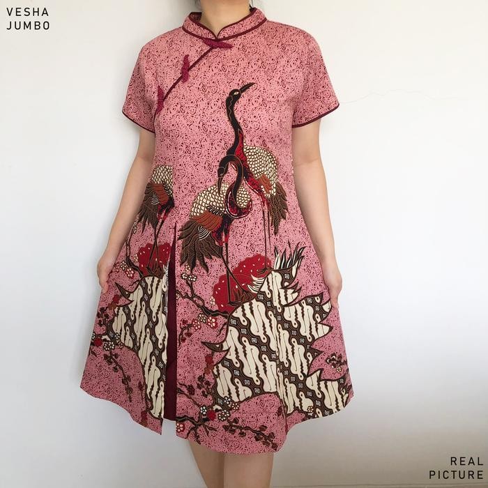 Vesha Dress Batik Wanita Terusan Batik Couple Modern Kebaya Couple Set Seragam Family - JUMBO