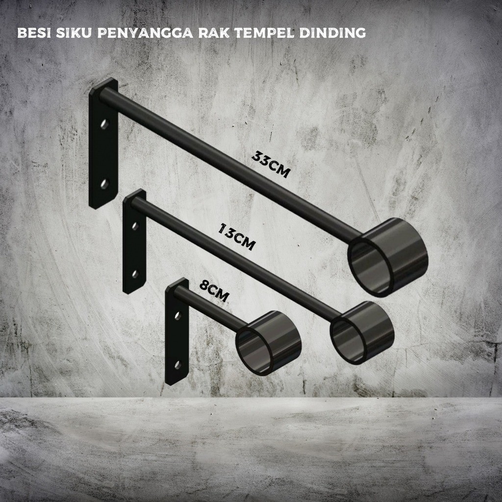 besi gantungan jemuran brecket besi ujung pipa gantungan ujung bulat dekorasi industrial