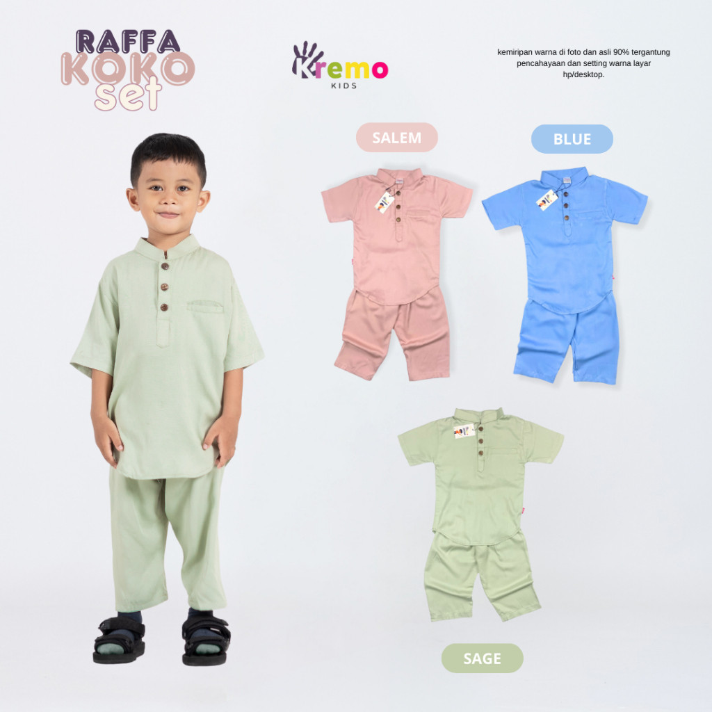 Kremo Kids - Baju Koko Anak Laki - Laki Raffa Koko Set 1- 10 Tahun