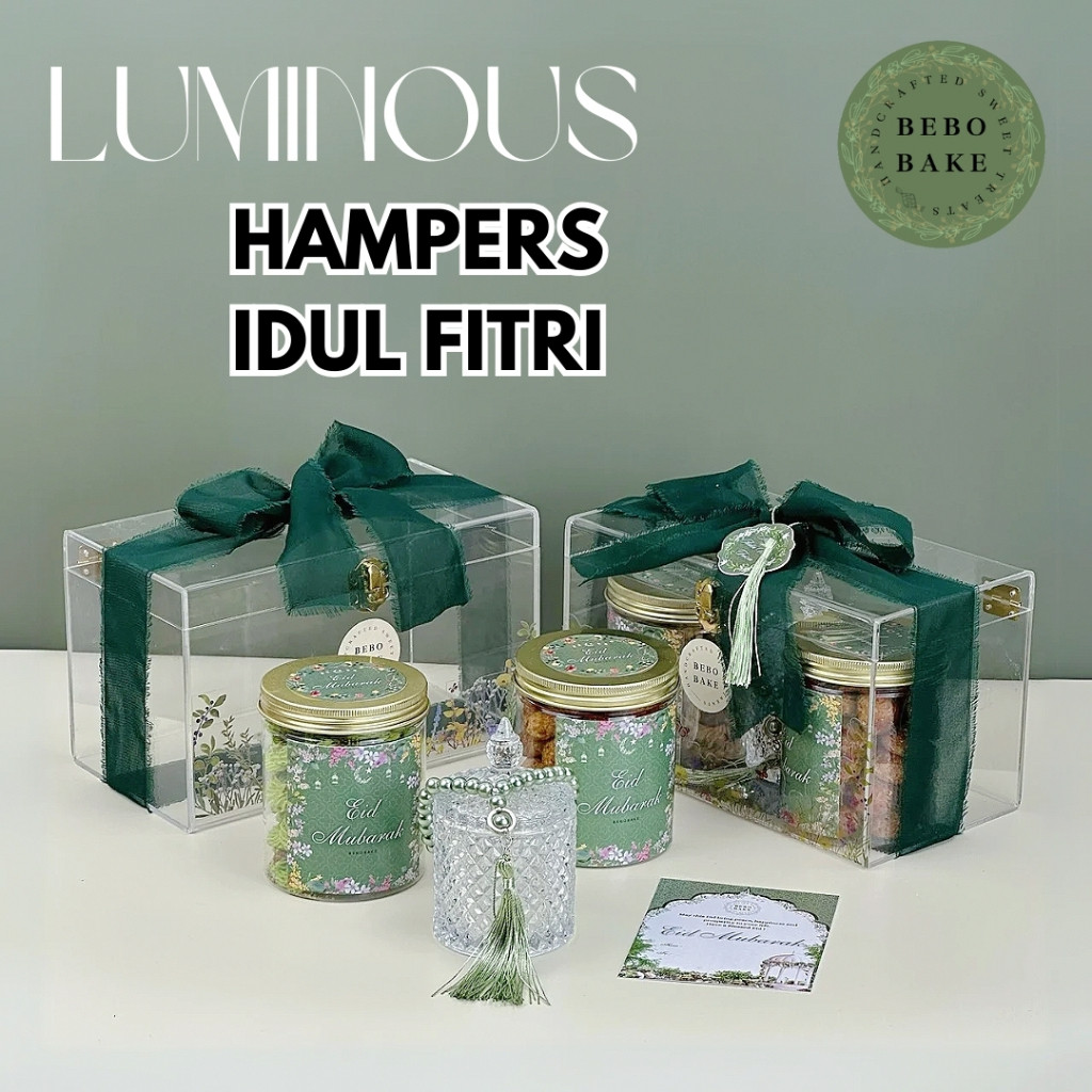 

BEBOBAKE LUMINOUS Hampers Lebaran Idul Fitri Premium Cookies Kue Kering Kurma Tasbih BOX AKRILIK