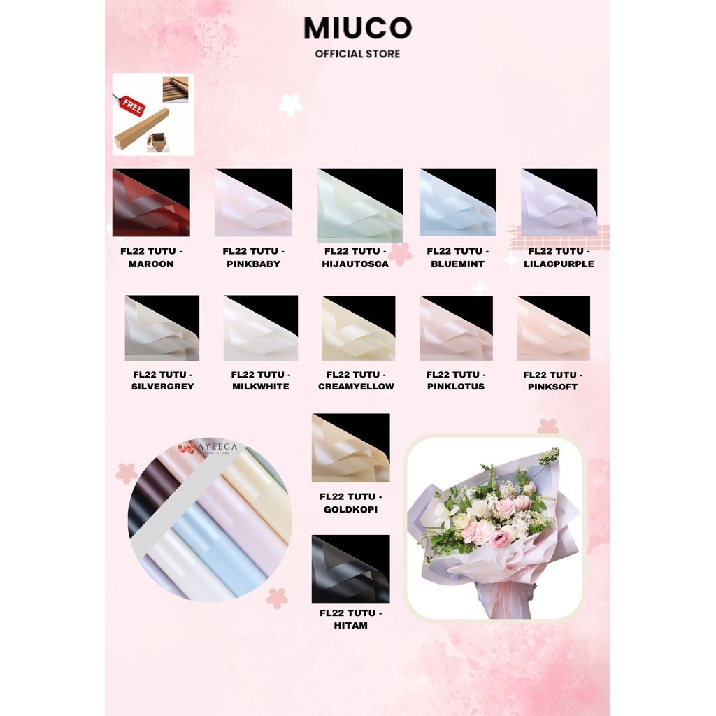 

MIUCO - (5 LEMBAR) - FL22 TUTU Kertas Bunga Paper Buket Motif Frame Tebal Florist Cellophane