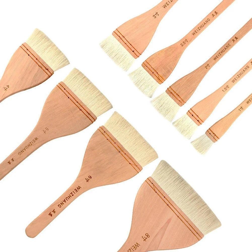 

Wooden Handle Goat Hair Paint Brushes Smooth Sanding for Wall 10 Sizes Watercolor Acrylic Oil Painting Drawing Art Supplies