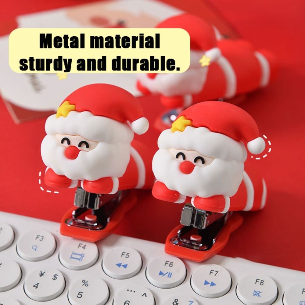 

Use 10# Staples Unicorn Stapler Santa Claus Effortless Stapling Machine Mini Portable Labor-saving Bookbinding Machine
