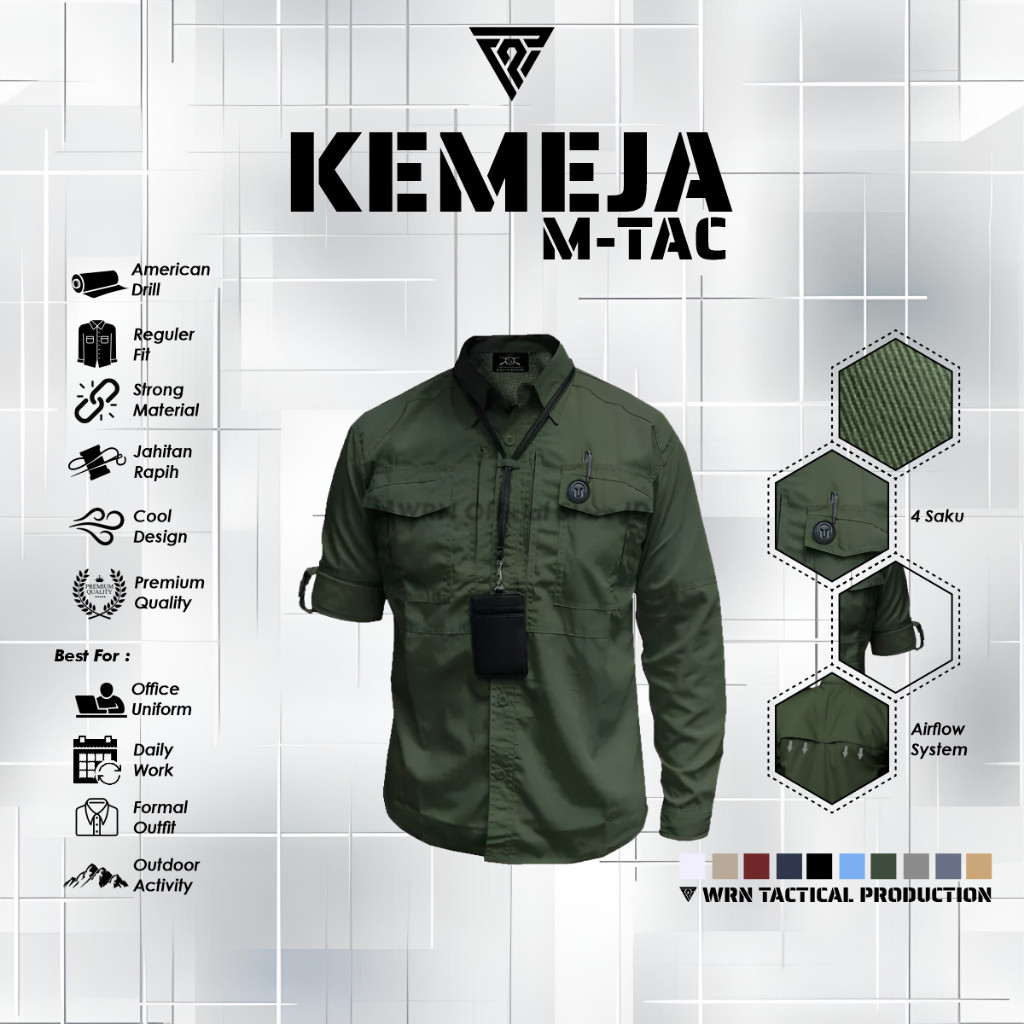 WRNTAC.ID - Kemeja Tactical Pria Wanita M-Tac Lengan Panjang American Drill Premium High Quality Baj