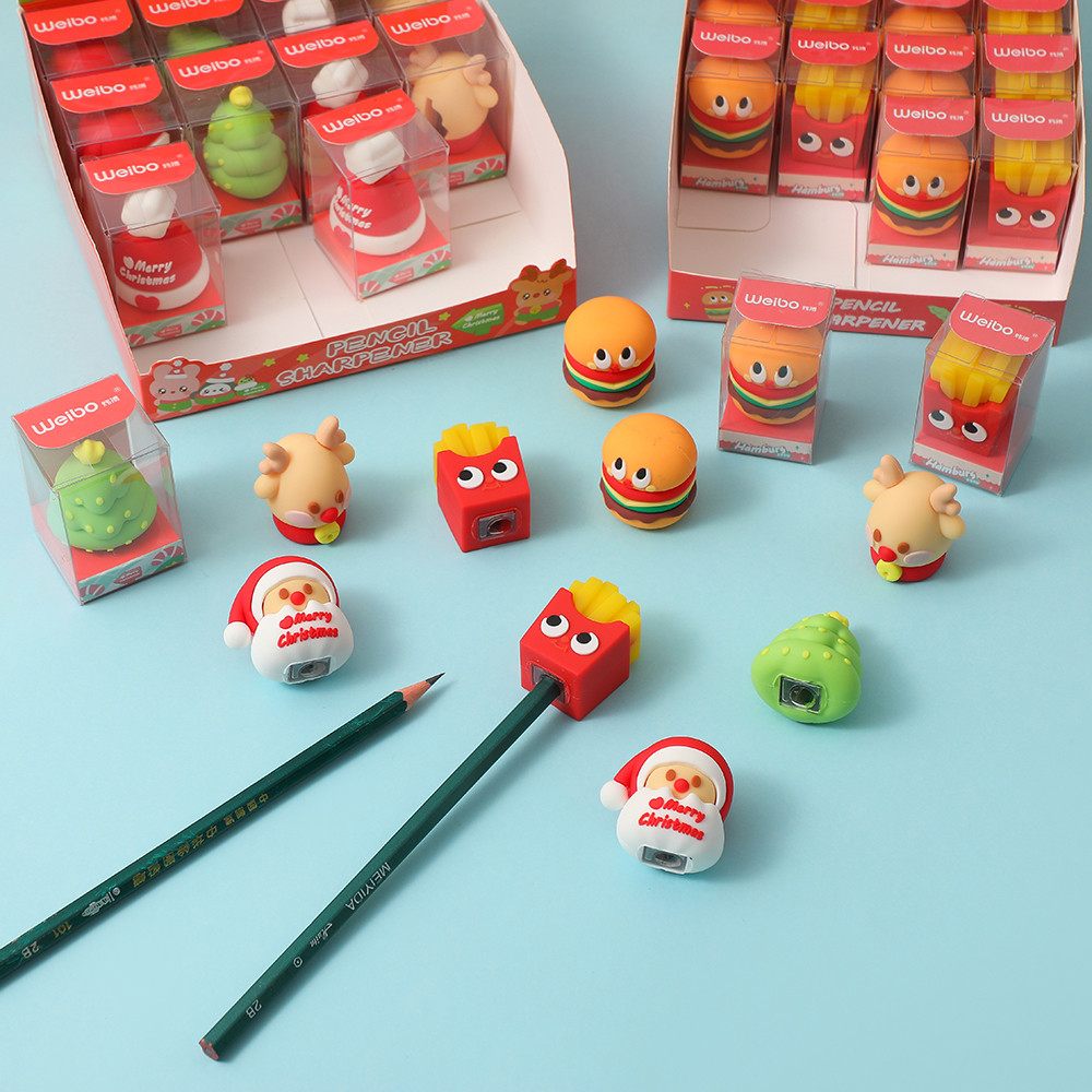 

2/4pcs children's cartoon Christmas gift sharpener cute stationery pencil sharpener