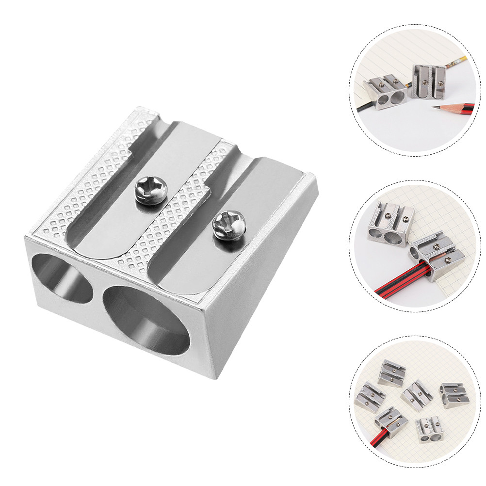 

10 Pcs Double Hole Pencil Sharpener Sharpeners Manual Carpenter Bulk Aluminum Alloy Pupils