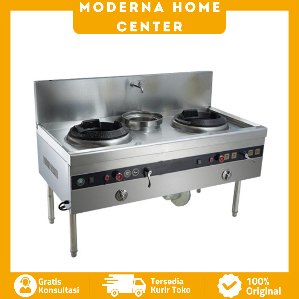 Kwali Range 2 Tungku 1 Soup Kompor 2 Burner 1 Tungku With Blower