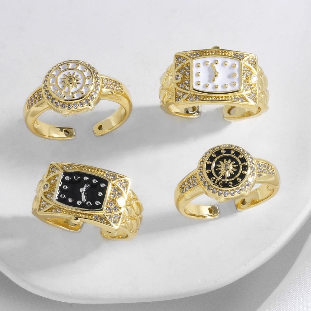 Jam Tangan Vintage Berlapis Tembaga 18k Emas Jam Tangan Cincin Boot Cincin Jari