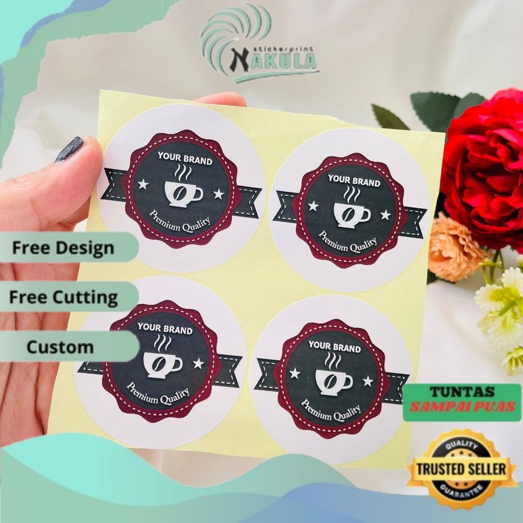 NKL 2-4 Cetak Sticker Label Minuman Murah Tema Kopi Stiker Kemasan Botol Cup Coffe Free Desain Coffe