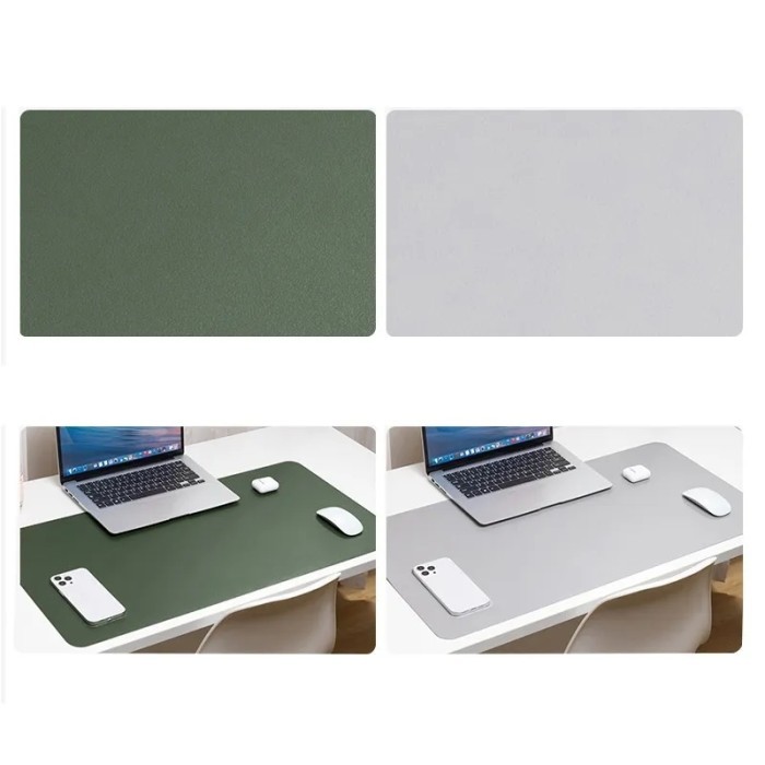 DIKAR Leather Desk Mat Pad Alas Laptop Meja Kerja Kulit Mouse Pad Besar - Dark Green Grey