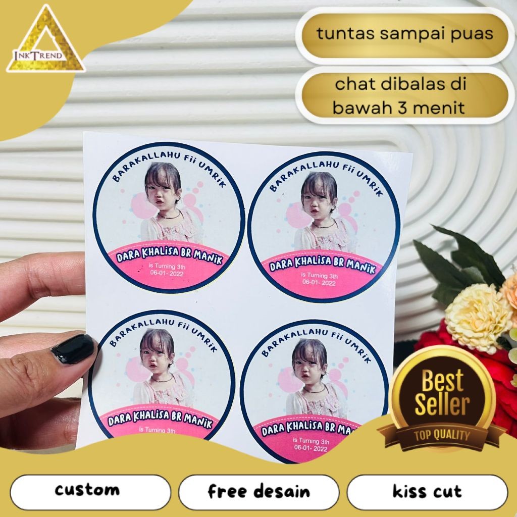 

INKA 5-8 Print Stiker Vinyl Ulang Tahun Anak Sticker Label Undangan Happy Birthday Uk.Sedang