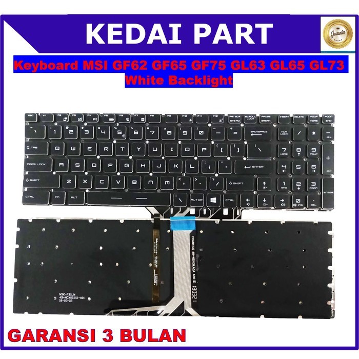 Keyboard MSI GF62 GP75 GT72 GE72VR GL75 GE63 GE62 WHITE Backlight