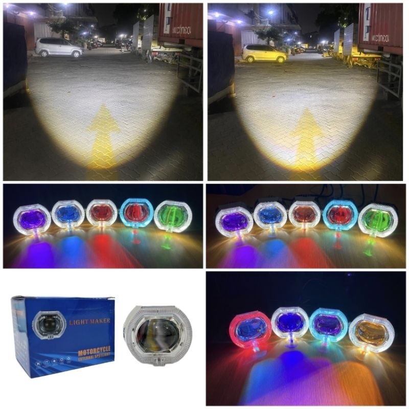 Lampu Projie Biled ala ala kw Projie ala ala Biled 2.5 Inch Devil + Angel Light Putih-Kuning
