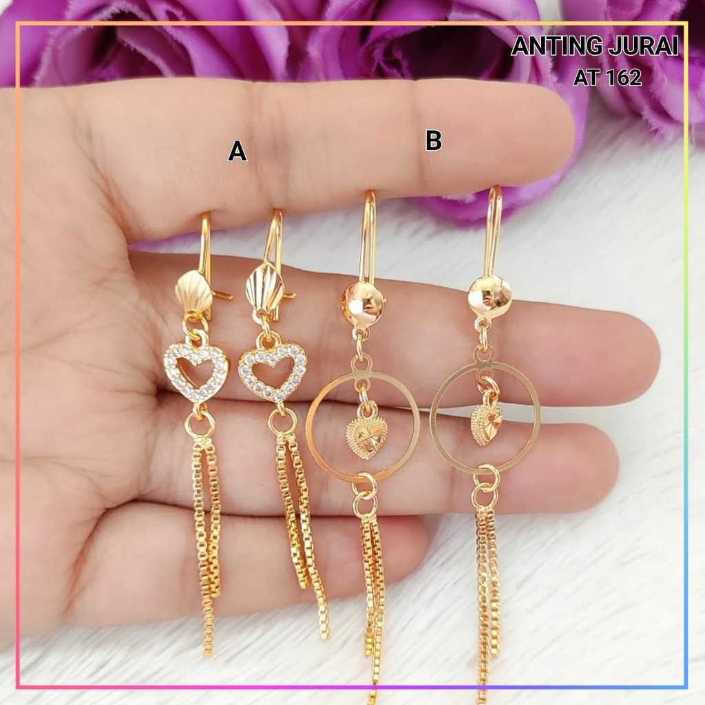 AT 162 Anting Xuping Anting Dewasa Jurai Permata Panjang Terlaris Perhiasan Wanita Lapis Emas
