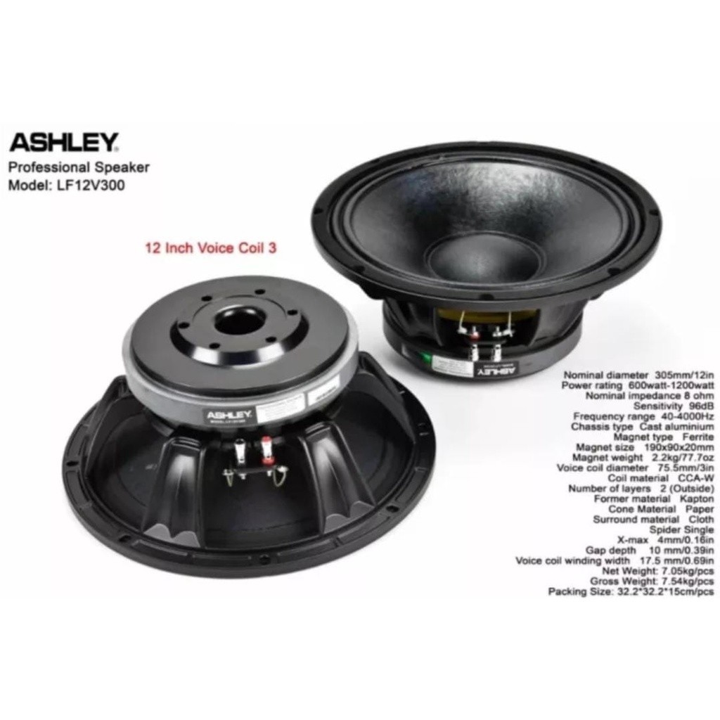 Speaker komponen ashley lf12v300 lf12 v300 lf 12v300 12inch
