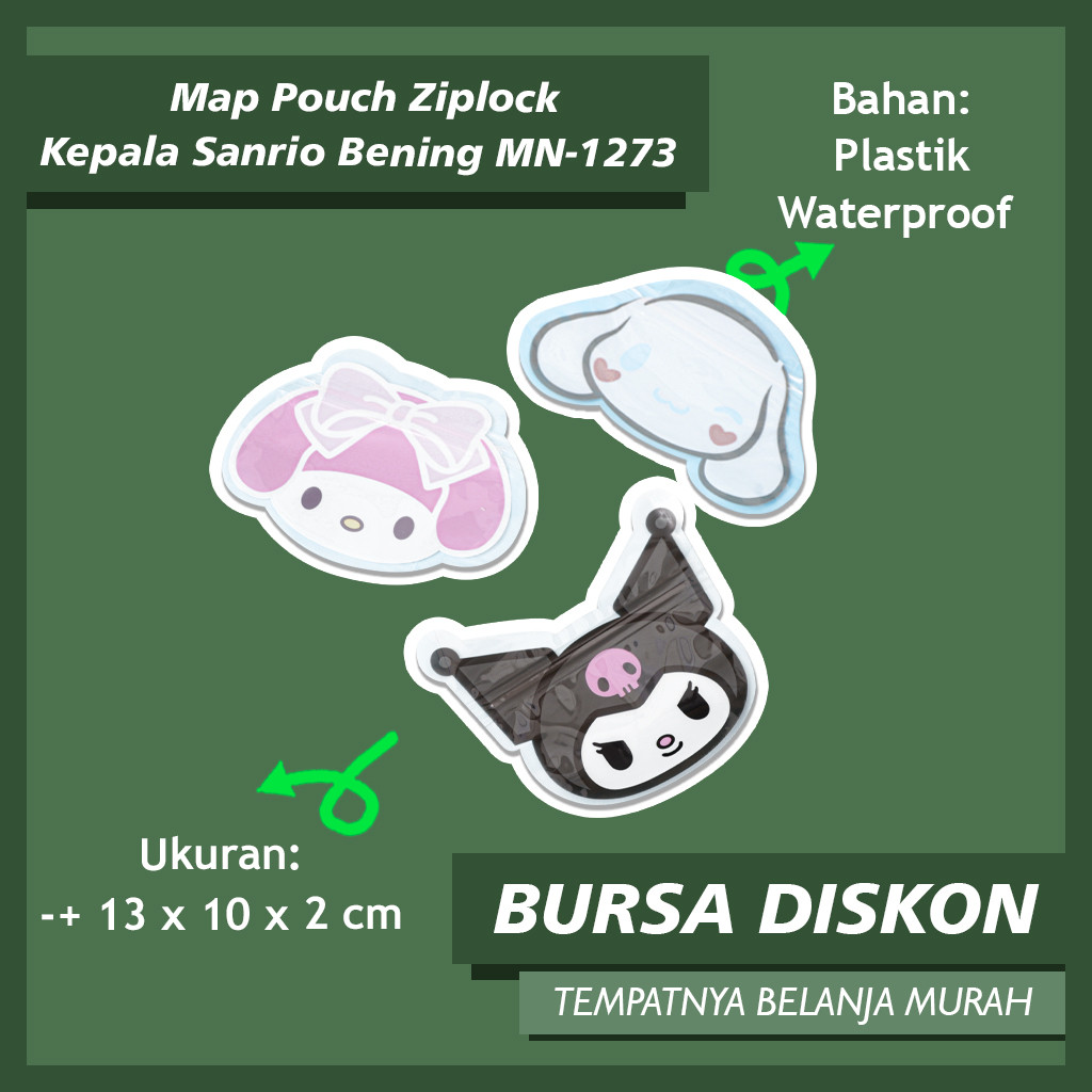 

Map Pouch Ziplock Kepala Sanrio Bening MN-1273 Kemasan Hadiah Bungkus Unik Plastik Kartun Lucu My Melody Kuromi Cinnamoroll