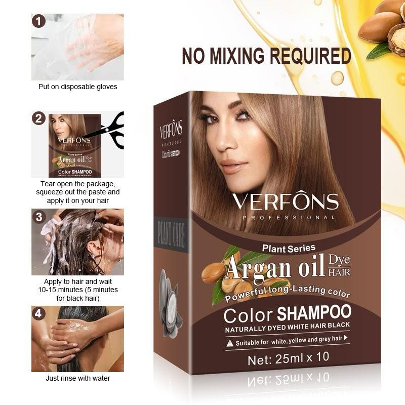 Shampo Pewarna Rambut Argan Oil / VERFONS Sampo Semir Rambut Hitam