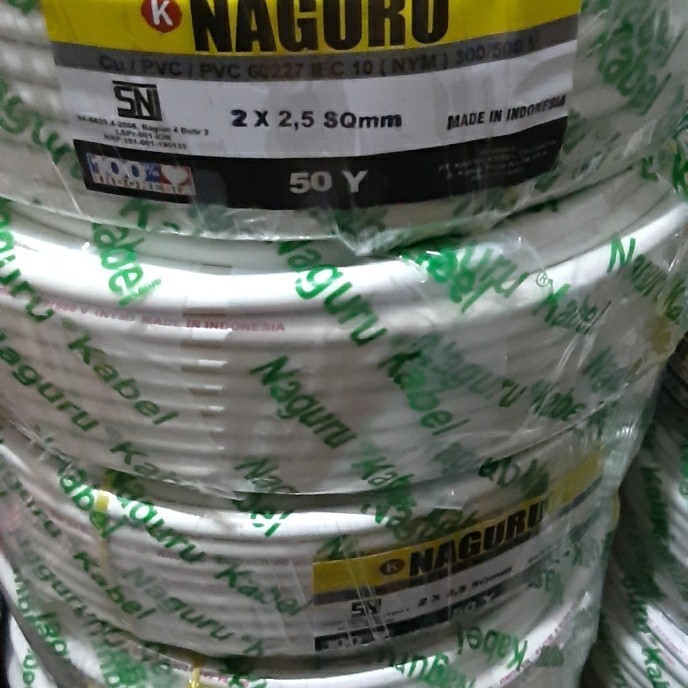 Kabel Listrik NYM Naguru 2x2.5MM Kabel NYM SNI Tunggal NAGURU Tembaga 2x2.5 mm