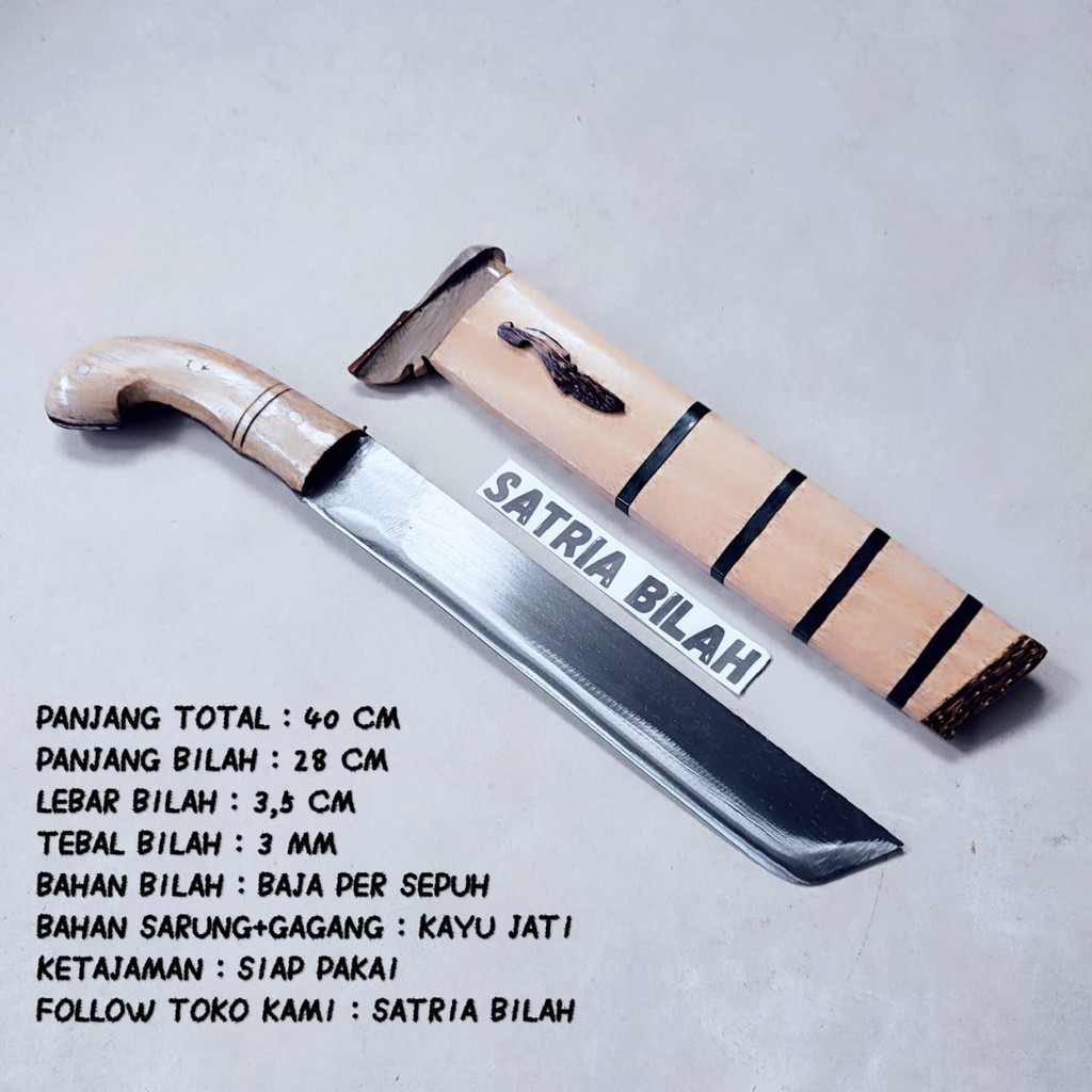 Satria Bilah - Golok Bedog Baja Asli/Golok Cibatu Baja Per Asli/Golok Tebang Bambu Kayu Dan Kelapa