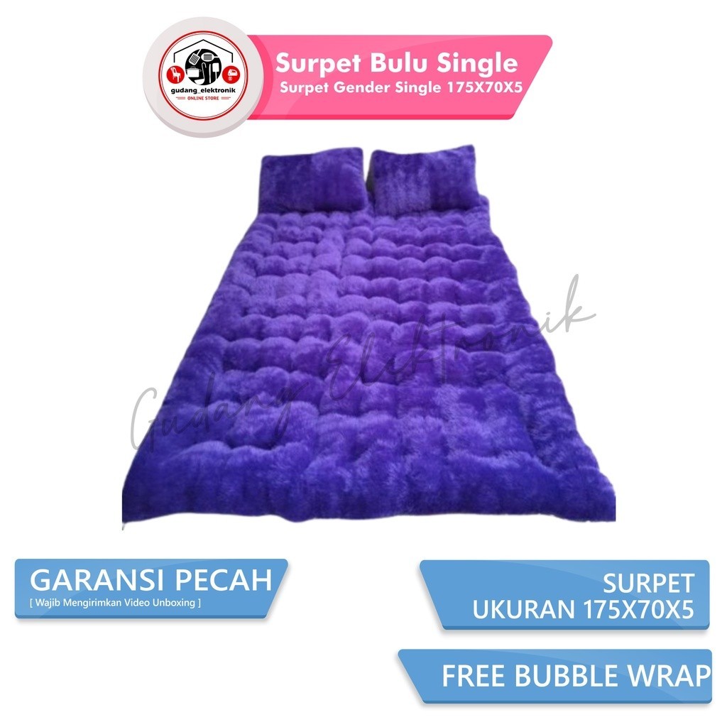 Surpet Bulu Empuk Free 2 Bantal Tebal 6cm Murah Kasur Lantai Surpet Gender SRP SG170X100X6cm