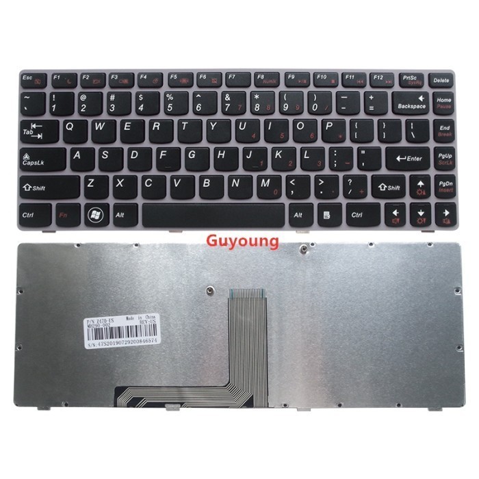 [BERGARANSI] US keyboard Untuk laptop Lenovo Z470 Warna Hitam silver