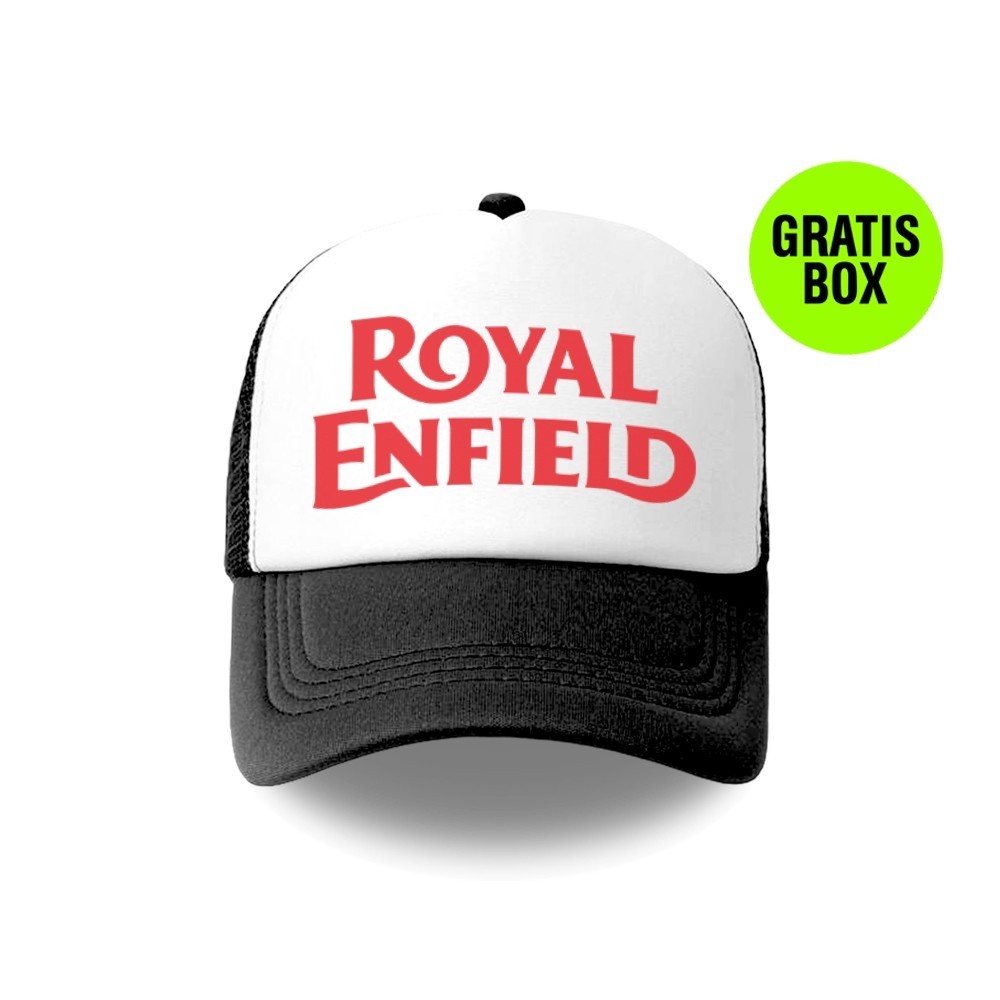 Topi Motor Cowok Trend Vintage Klasik Topi Pria Trucker Hat Jaring Snapback Caps Royal Enfield Harle