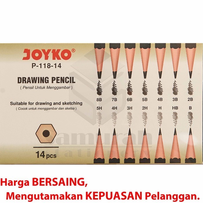 

Drawing Sketch Pencil Joyko P-118-14 / Pensil Gambar Sketsa Set P 118