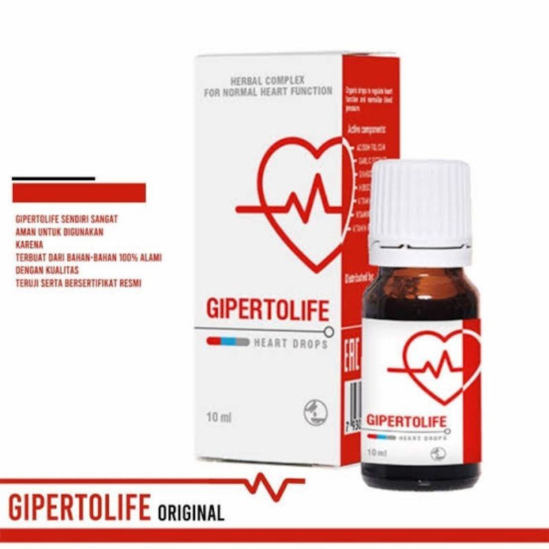 GIPERTOLIFE Asli Original Solusi Atasi Hipertensi Strok dan Jantung 10 ml
