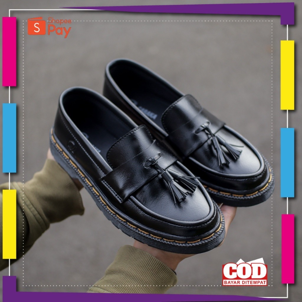 UKURAN SIZE 37 38 39 40 41 42 43 44 45 / Sepatu Formal Loafers Pria Hitam Original Caraka Footwear  