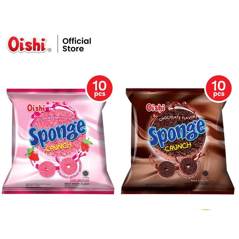 

Oishi Sponge Crunch Coklat, StroberiPerpak 22gr x 10 Pcs