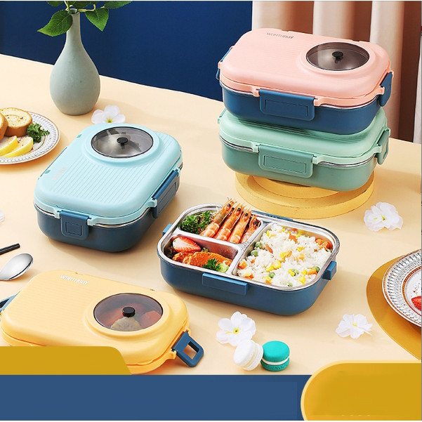 Tempat Makan Stainless lunch box set tempat bekal kotak bekal stainless Termasuk peralatan makan