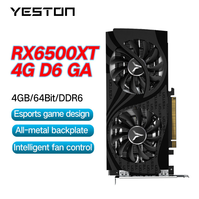 Yeston RX6500XT-4G D6/RX6650XT-8G Graphics Card GDDR6 AMD 7NM 128Bit 8Pin Video Card placa de video