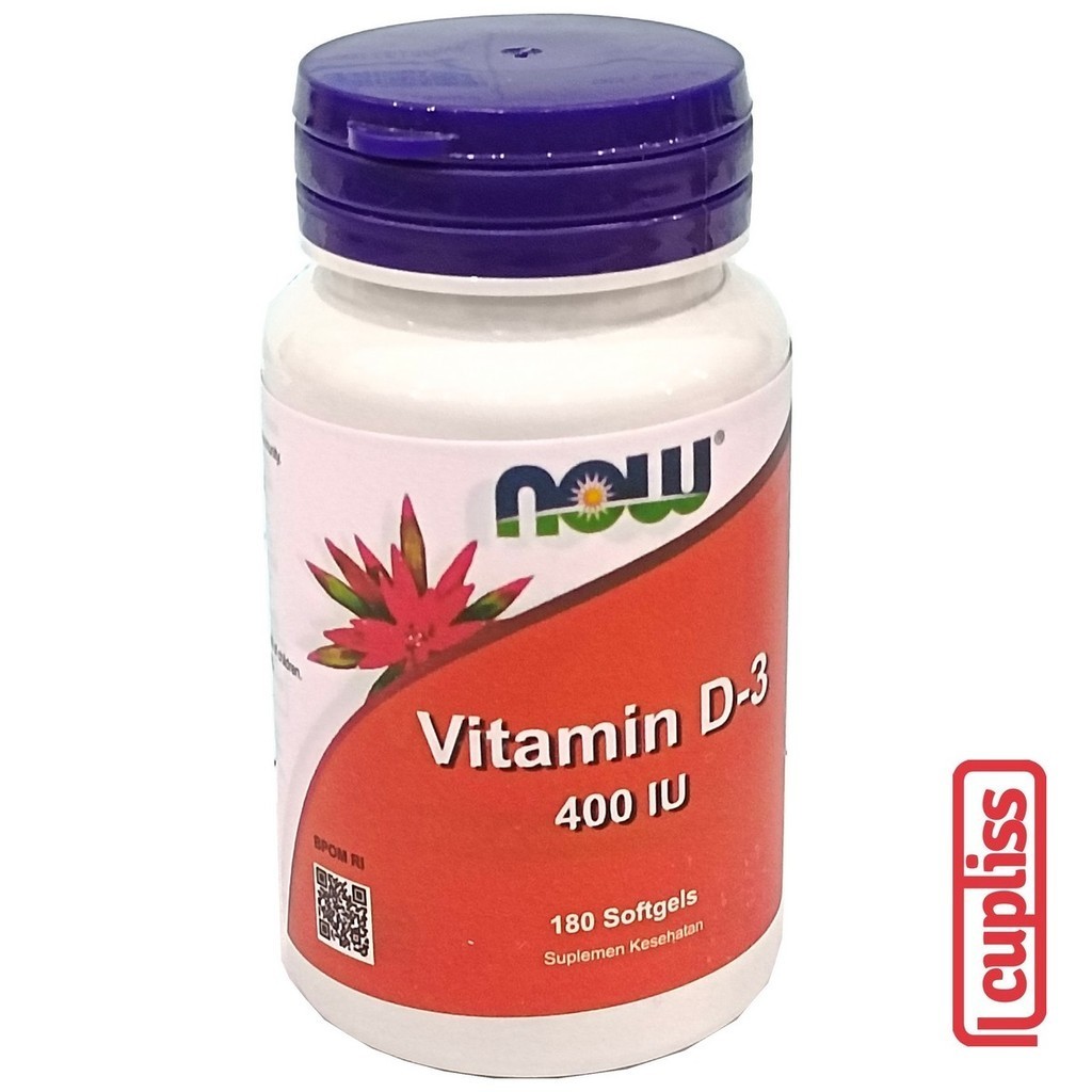 NOW Foods Vitamin D-3 400IU 180pcs Suplemen D3 400 IU