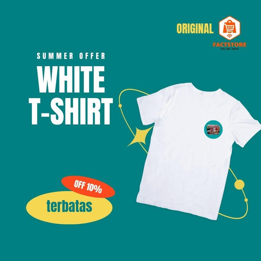 Kaos Putih Polos Gambar urat kuda 10X Original